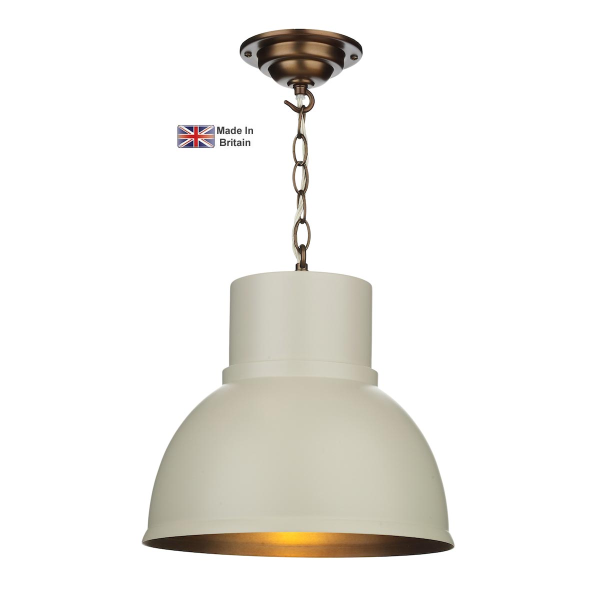 David Hunt Shoreditch Small 1 Light Pendant Cotswold Cream Brass Inner