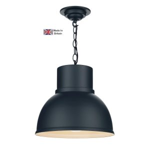 Shoreditch small ceiling pendant in smoke blue with white inner