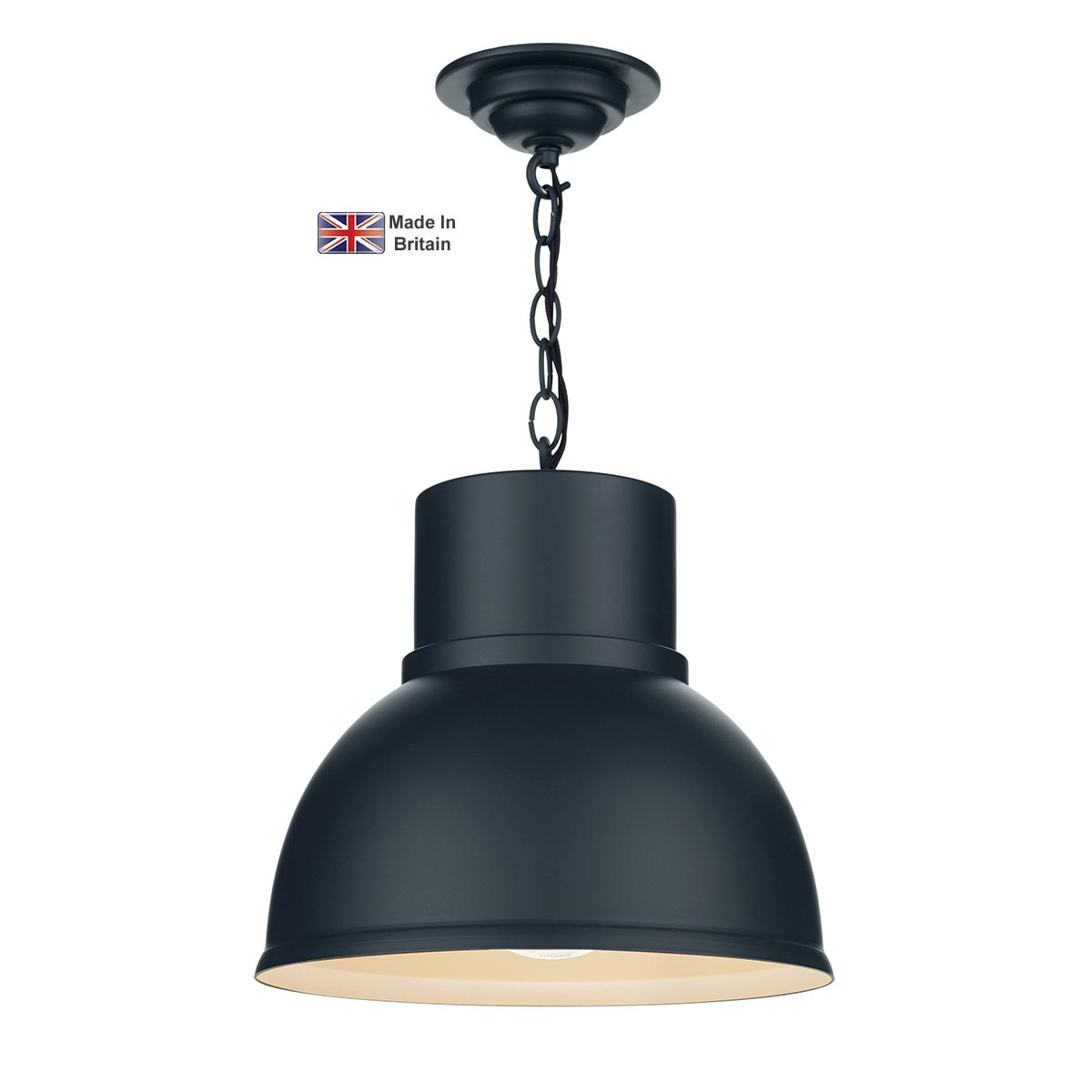 David Hunt Shoreditch Small 1 Light Pendant Smoke Blue White Inner