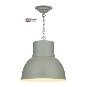 Shoreditch small ceiling pendant in powder grey with white inner