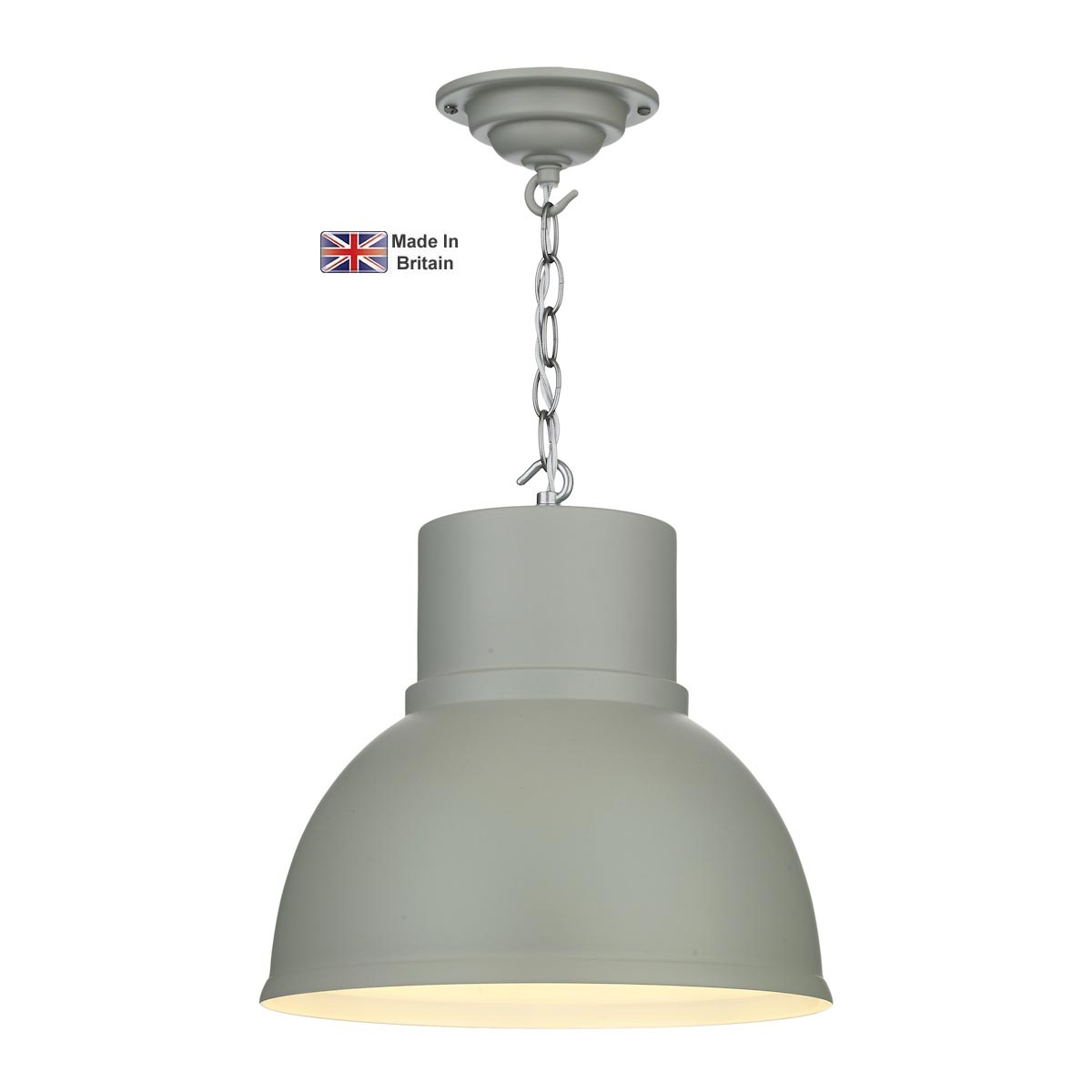 David Hunt Shoreditch Small 1 Light Pendant Powder Grey White Inner