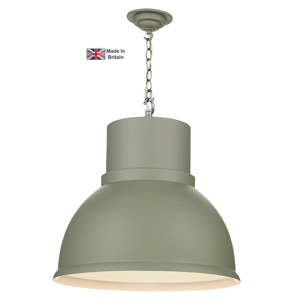 David Hunt Shoreditch Large 1 Light Pendant Powder Grey White Inner