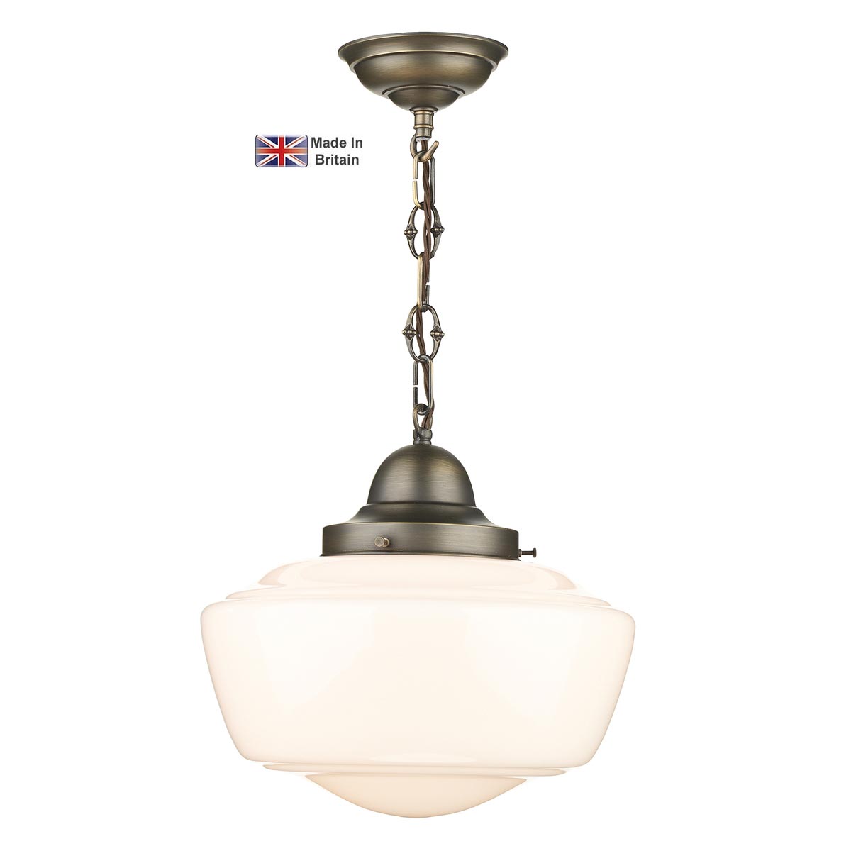 David Hunt Stowe Solid Brass 1 Light Ceiling Pendant Opal Glass Shade