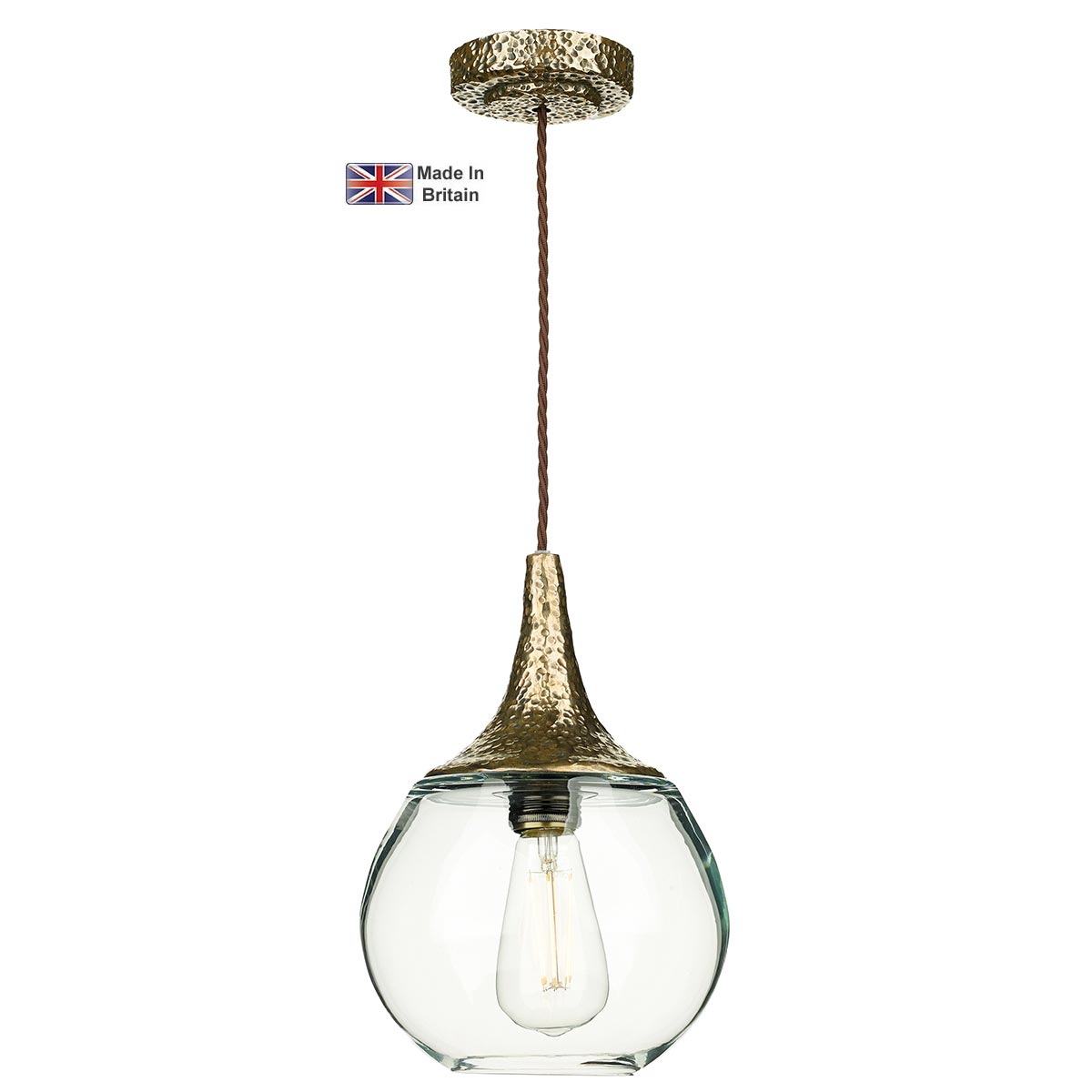 David Hunt Teardrop Glass 1 Light Ceiling Pendant Rich Bronze