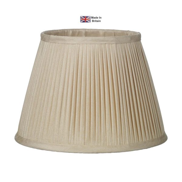 Trinity handmade pure silk pleat 25cm diameter tapered lamp shade in taupe