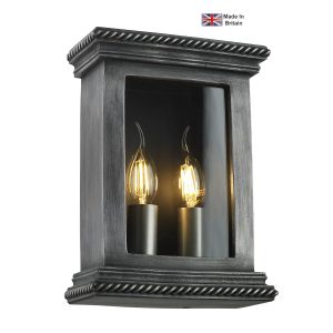 Truro 2 light outdoor wall box lantern in antique pewter main image