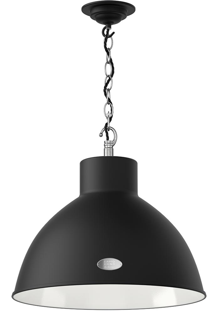 David Hunt Utility Large Pendant Ceiling Light Matt Black