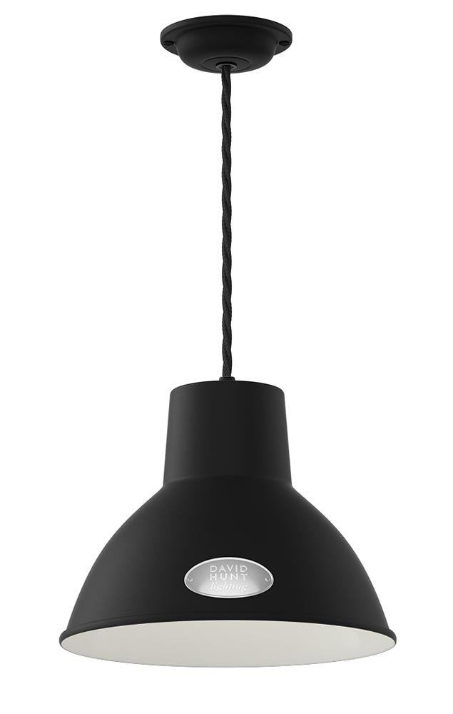 David Hunt Utility Small Pendant Ceiling Light Matt Black