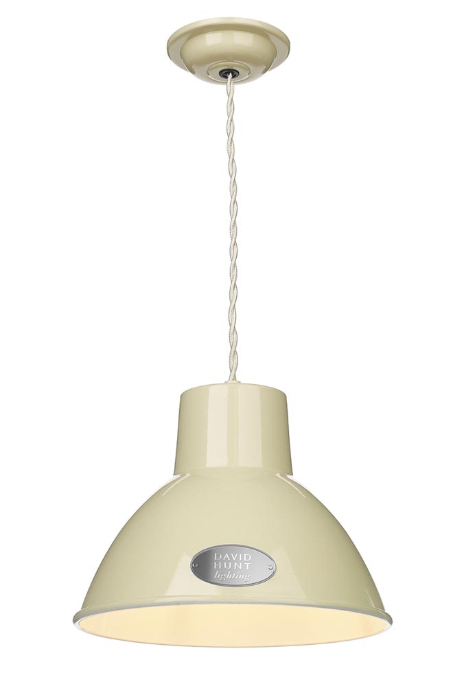 David Hunt Utility Small Pendant Ceiling Light French Cream