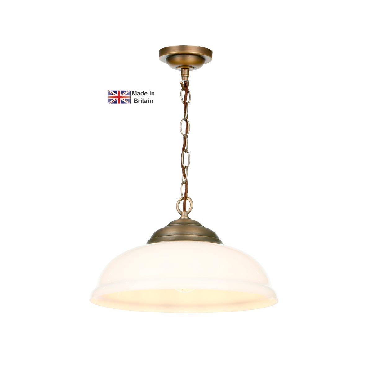 David Hunt Webster Solid Brass 1 Light Pendant Opal White Glass Shade