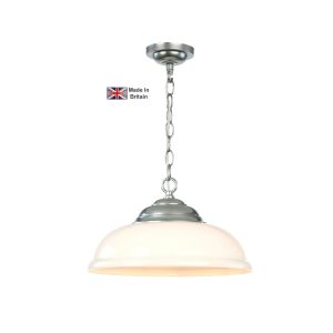 Webster solid brass 1 light opal glass pendant in satin chrome main image