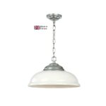 David Hunt Webster Solid Brass 1 Light Opal Glass Pendant Satin Chrome