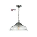 David Hunt Webster Solid Brass 1 Light Clear Glass Pendant Chrome
