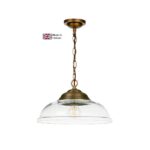David Hunt Webster Solid Brass 1 Light Pendant Clear Bistro Glass Shade