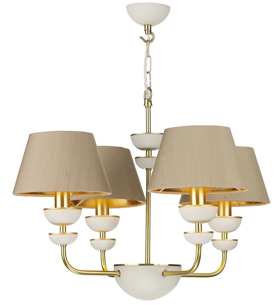 David Hunt Lunar 4 Light Solid Brass Chandelier Bespoke Shades