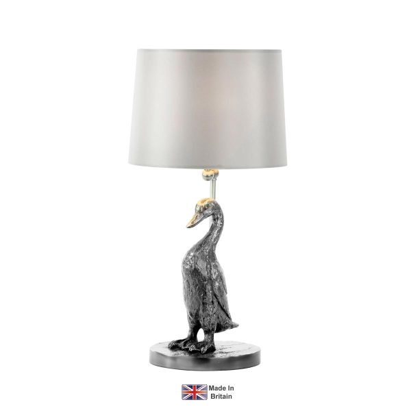 Puddle handmade 1 light Duck table lamp base only in pewter main image