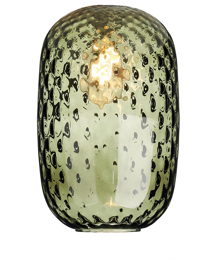 David Hunt Vidro Large Green Dimpled Glass Pendant Lamp Shade