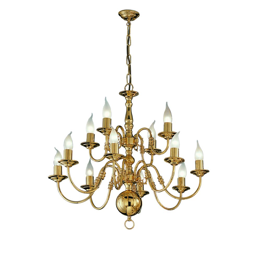 Flemish Style 12 Light 2 Tier Quality Chandelier Polished Solid Brass