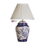 Devana Blue/White Ceramic Table Lamp Ivory Shade British Made