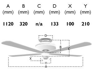 Fantasia viper plus 44-inch ceiling fan dimensions