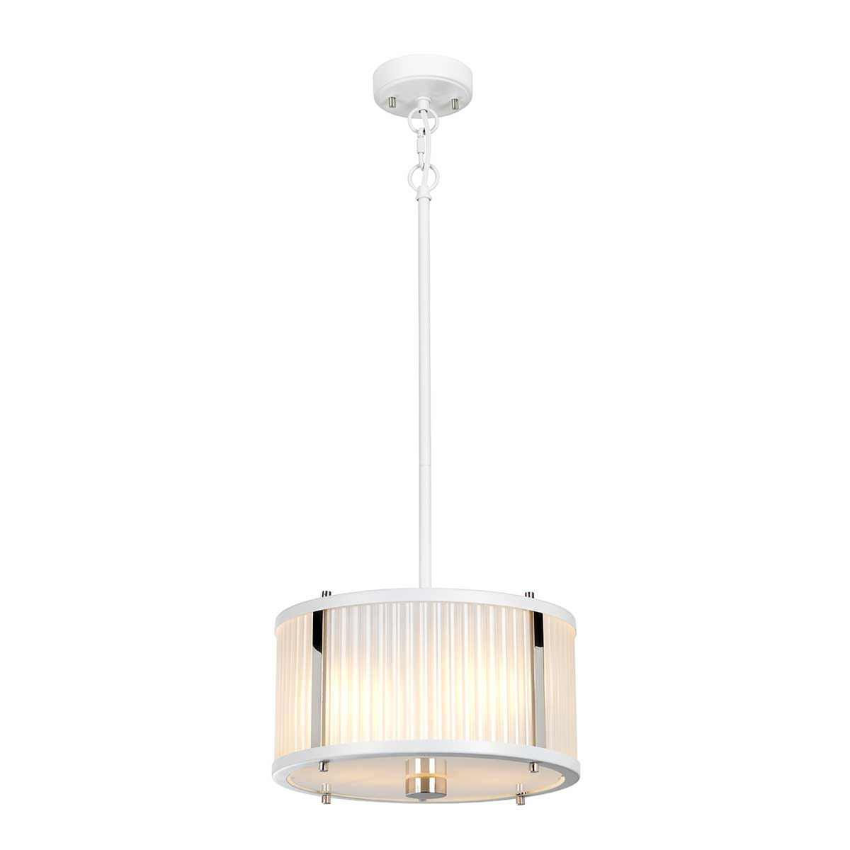 Corona 2 Light Frosted Glass Ceiling Light In White & Polished Nickel