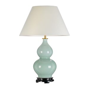 Harbin celadon ceramic gourd table lamp, main image on white background.