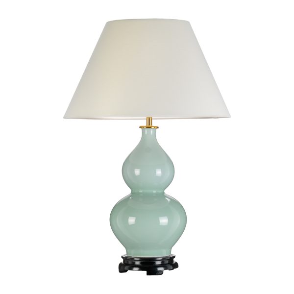 Harbin celadon ceramic gourd table lamp, main image on white background.