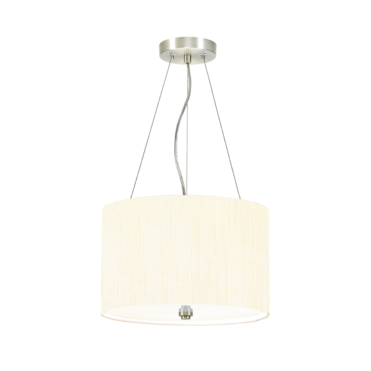 Pearce 14″ 3 Light Ivory Drum Pendant With Chrome Metalwork