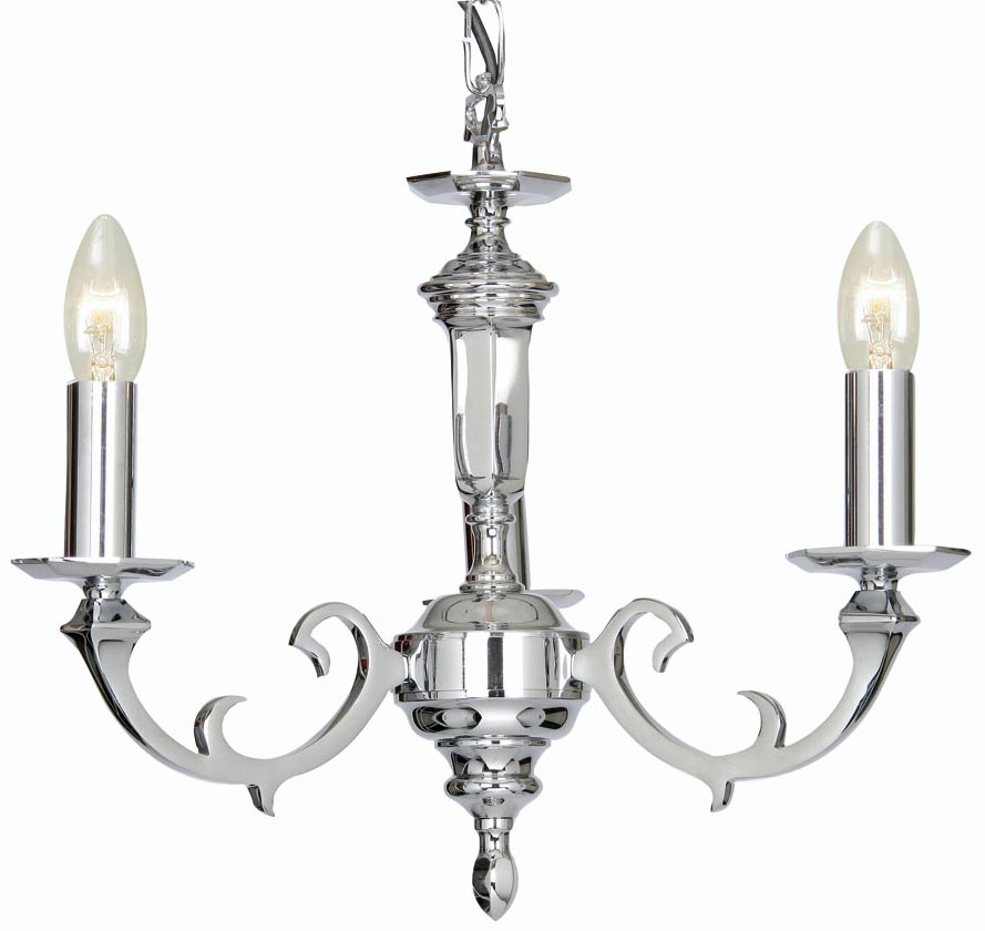 Dorchester Chrome Georgian Style 3 Light Chandelier Cast Brass