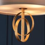 Stylish Double Hoop 3 Light Ceiling Pendant Gold Leaf 60cm Mink Shade