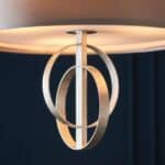Stylish Double Hoop 3 Light Ceiling Pendant Silver Leaf 60cm Mink Shade