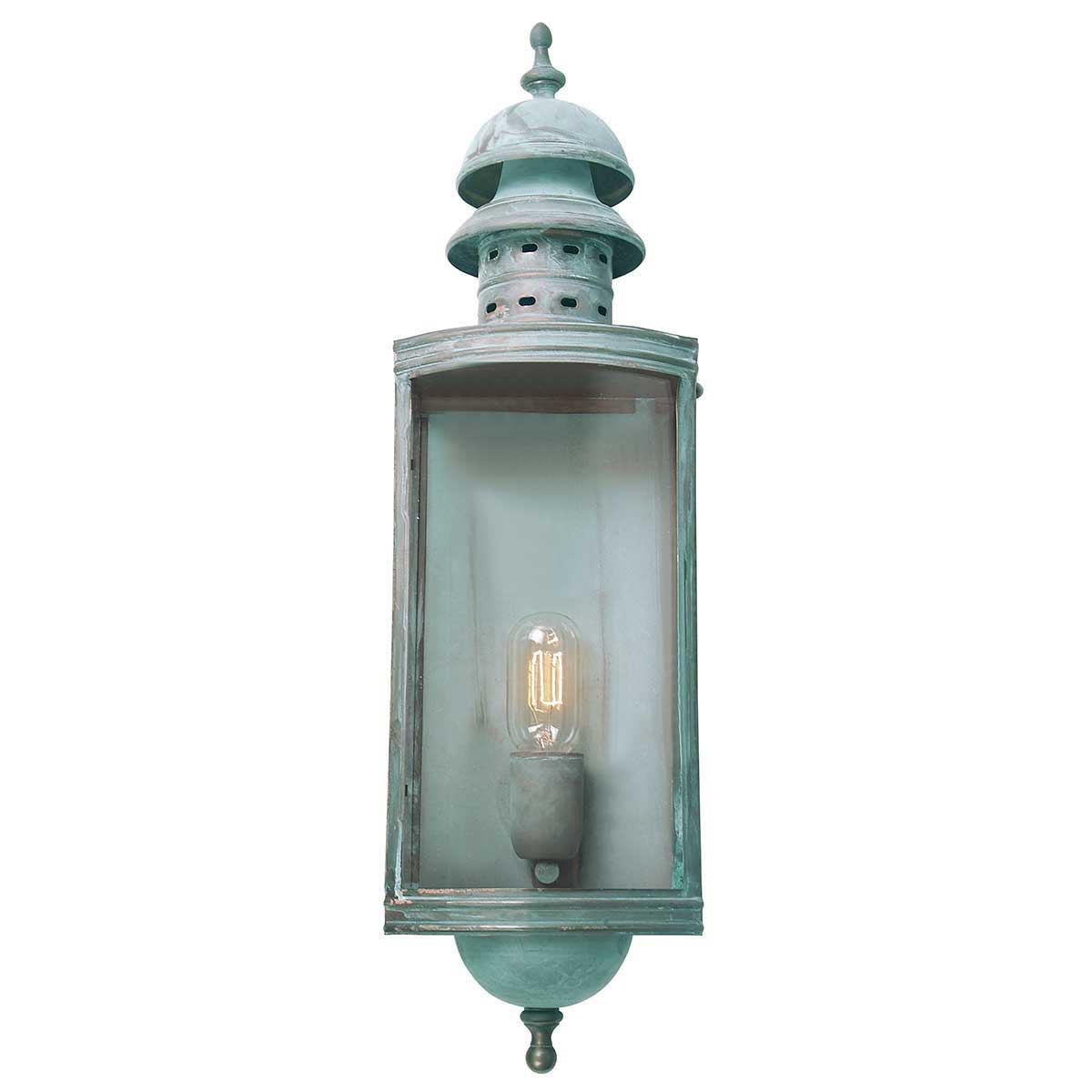 Elstead Downing Street Large Solid Brass Outdoor Wall Lantern Verdigris