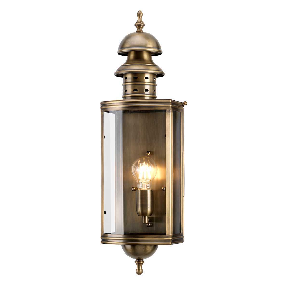 Elstead Downing Street Large Solid Antique Brass Outdoor Wall Lantern