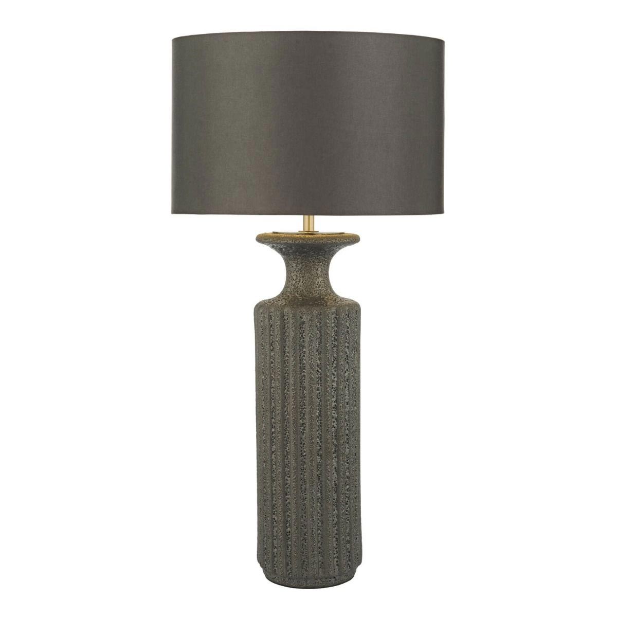 Dar Dugan Ceramic Table Lamp Volcanic Lava Glaze Grey Shade