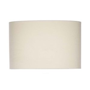 Dunlop 16" drum table lamp shade in cream linen on white background