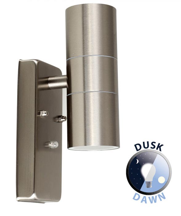 Dusk Till Dawn Stainless Steel Outdoor Wall Up And Down Spot Light IP44