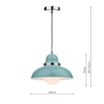 Dar Dynamo Blue 1 Light Ceiling Pendant Chrome Detail