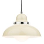 Dar Dynamo 1 Light Cream Ceiling Pendant Chrome Detail