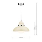 Dar Dynamo 1 Light Cream Ceiling Pendant Chrome Detail