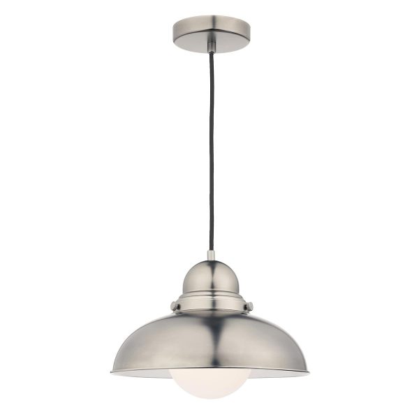 Dynamo 1 light ceiling pendant in antique chrome on white background