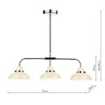 Dar Dynamo Cream 3 Light Bar Pendant Chrome Detail