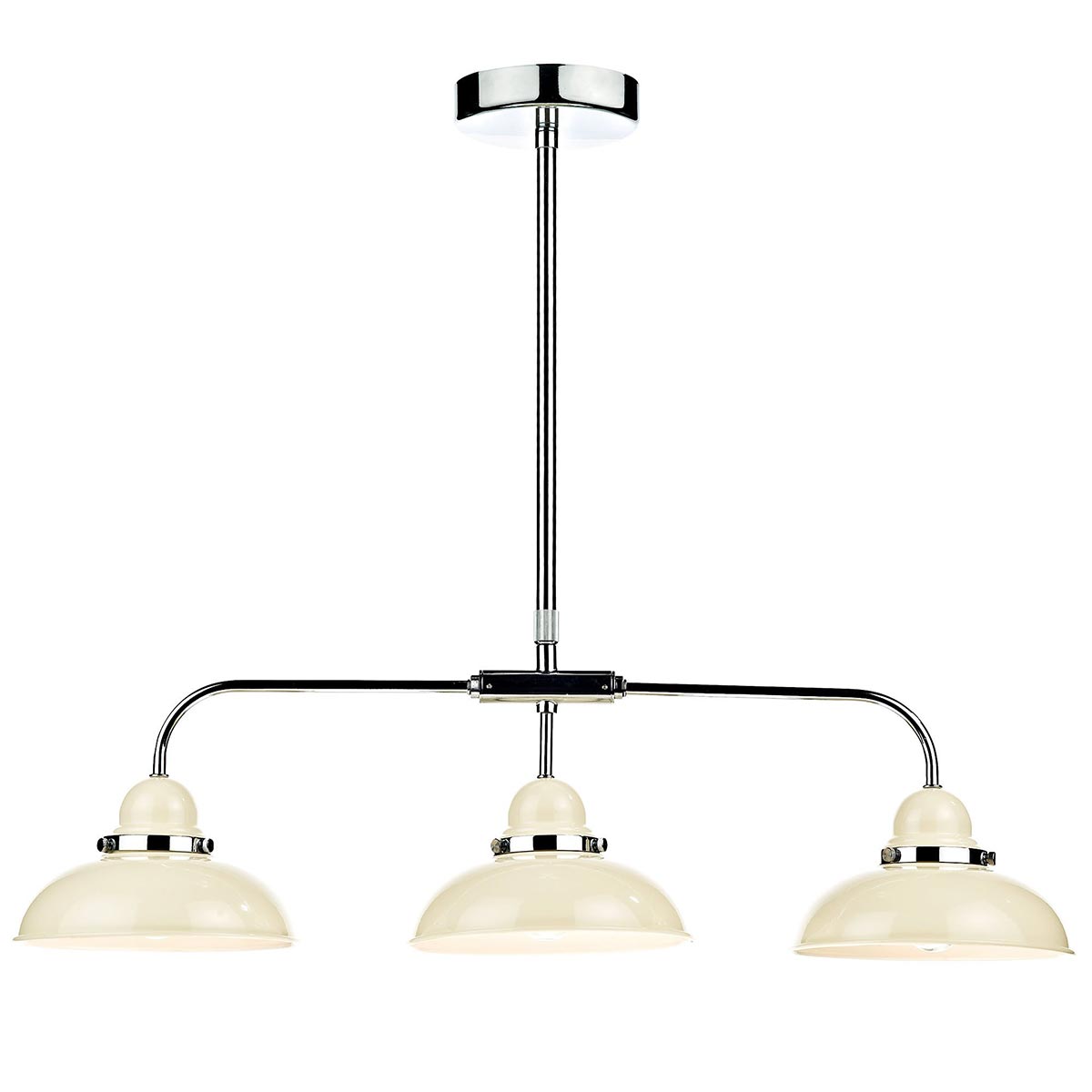 Dar Dynamo Cream 3 Light Bar Pendant Chrome Detail