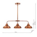Dar Dynamo 3 Light Bar Pendant Antique Copper