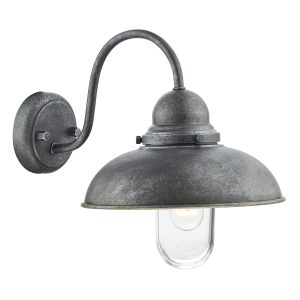 Dynamo single lamp outdoor wall light in aged iron on white background