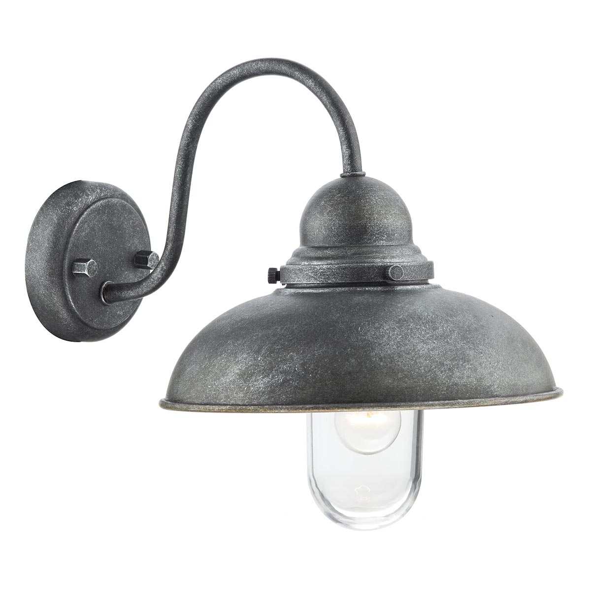 Dar Dynamo Single Lamp Outdoor Wall Light Aged Iron