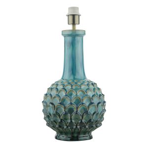 Edlyn ceramic table lamp with blue reactive glaze base only, on white background