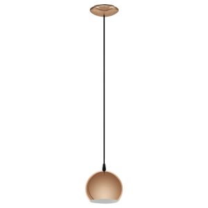 Petto small domed ceiling pendant light in copper plate on white background