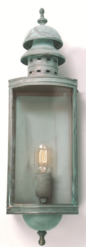 Elstead Downing Street Large Solid Brass Outdoor Wall Lantern Verdigris