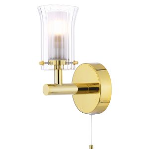Elba single switched bathroom wall light in polished gold, main image
