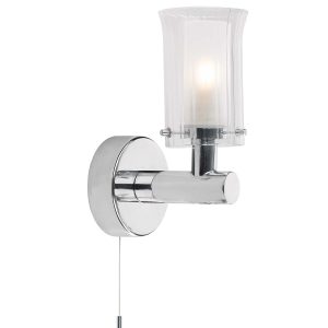 Elba single switched bathroom wall light in polished chrome, main image